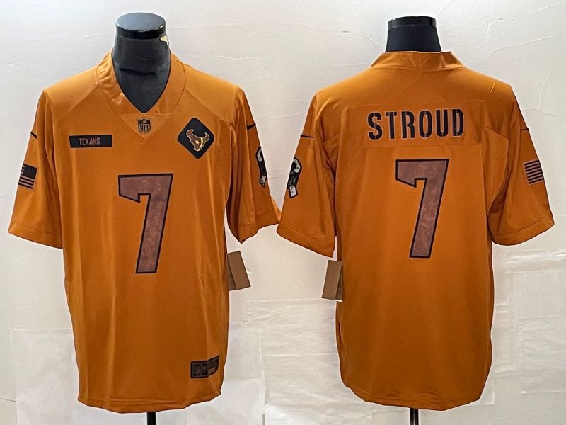 Men Houston Texans #7 Stroud brown Nike 2023 Salute To Service Limited NFL Jersey